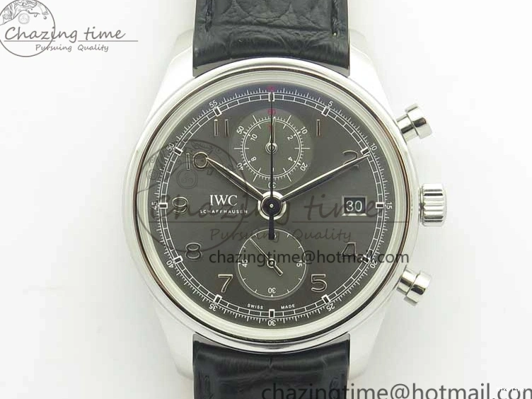 MIROTIME 0213 Portuguese Chrono SS ZF 1:1 Best Edition Gray Dial SS On Black Leather Strap A ZipUp 7215